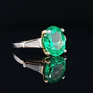 Vintage Platinum 18k Yellow Gold Engagegment Ring 3.78ct Green - Etsy