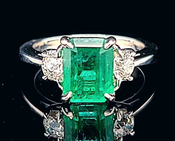 Vintage 14k white gold engagement Ring 1.72CT. Ge… - image 9