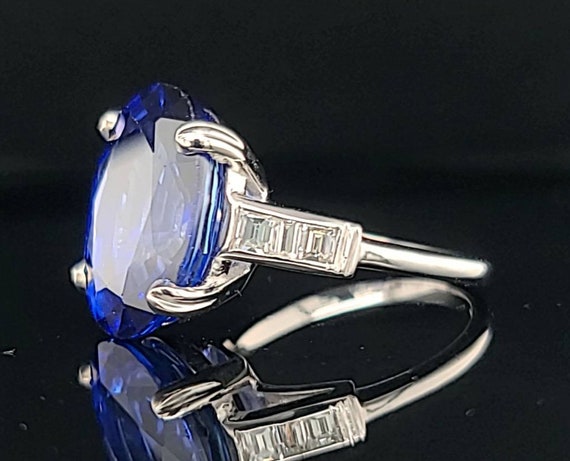 12.58 carat vintage platinum sapphire engagement … - image 5