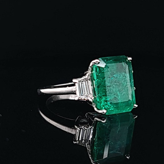 Platinum Engagement Ring 3.72CT. GEM Natural Gree… - image 5