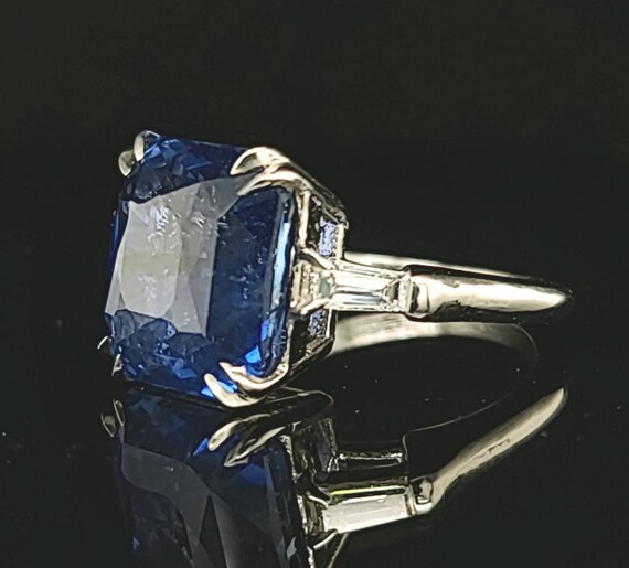 12.30 carat vintage platinum sapphire engagement … - image 5