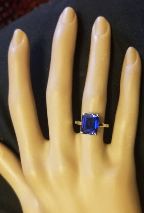 Vintage 14K White Gold Ring 6.70 CT Natural Blue … - image 2
