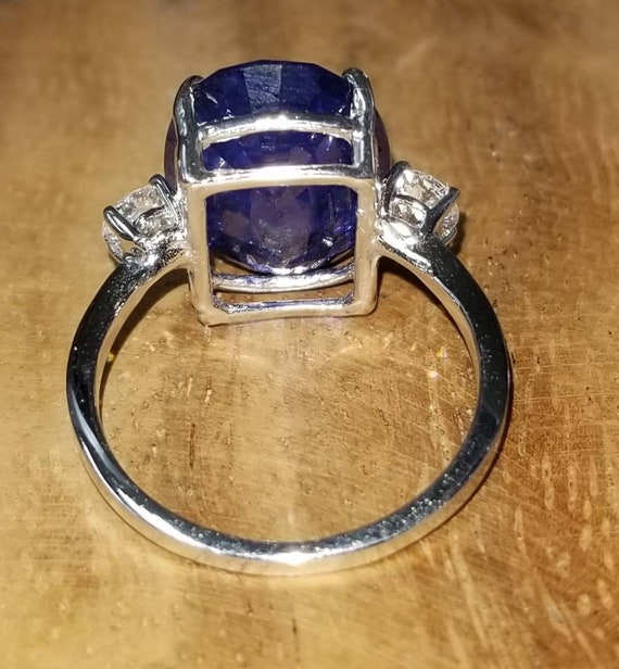 Vintage 14k white  gold engagement Sapphire Ring … - image 10