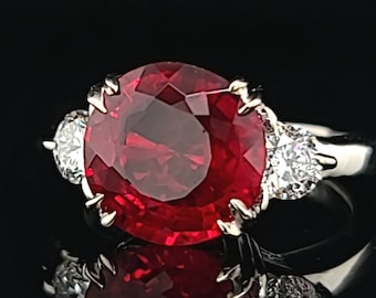 14k white gold engagement Ring 4.04CT. Natural ruby round shape