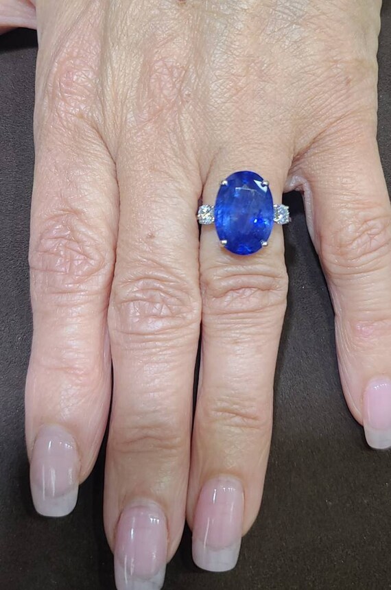 Vintage 14k white  gold engagement Sapphire Ring … - image 2