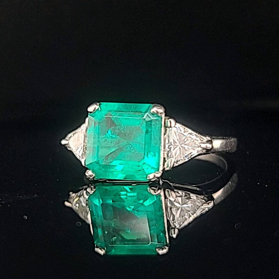 Vintage platinum engagement  Ring 3.02CT. Gem Gre… - image 10