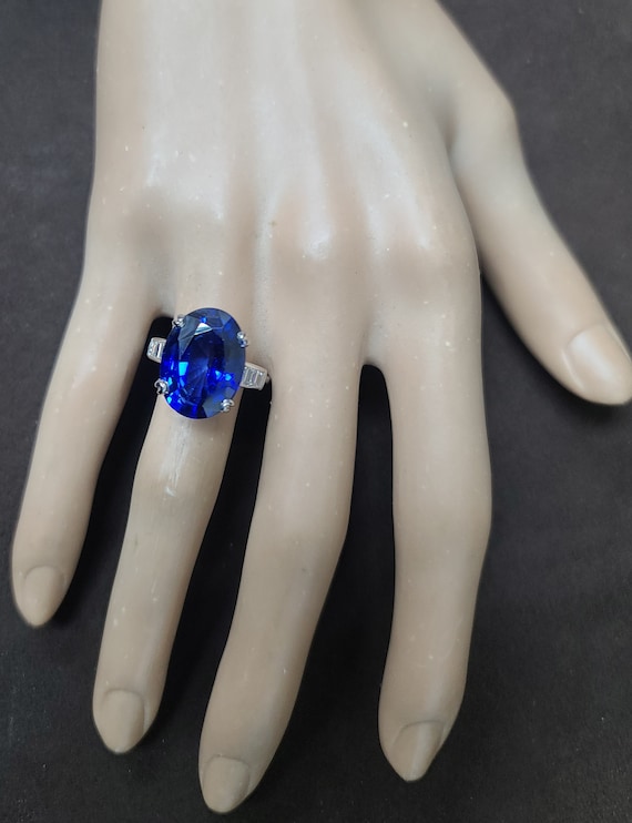 12.58 carat vintage platinum sapphire engagement … - image 10