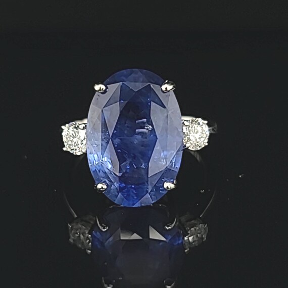 Vintage 14k white  gold engagement Sapphire Ring … - image 6