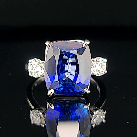 9.63carat vintage platinum sapphire engagement ri… - image 1