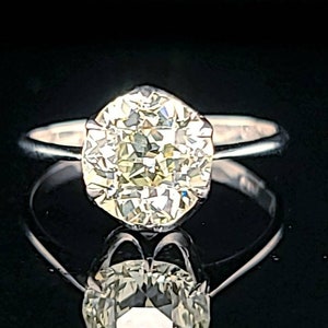 2.01CT Platinum Vintage Engagement Ring old euro cut natural  Diamond VS2-L  circ 1920's