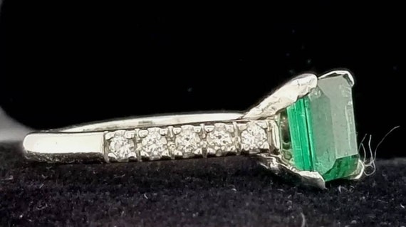 Vintage platinum Ring 1.96CT. Natural green tourm… - image 7