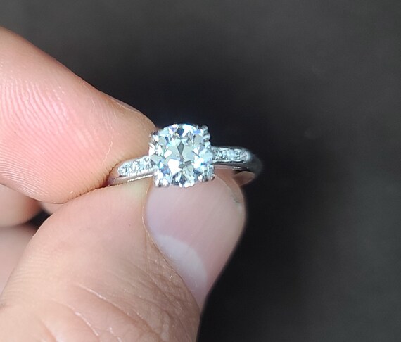 Vintage platinum engagement Ring 1.02CT. Natural … - image 9