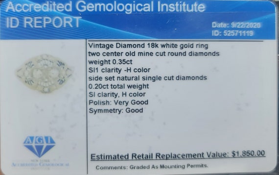 Vintage old euro cut  0.55ct. Natural Diamond 18k… - image 4
