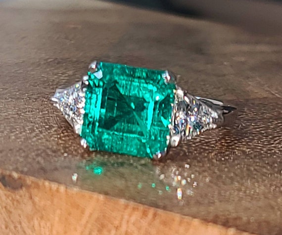 Vintage platinum engagement  Ring 3.02CT. Gem Gre… - image 8
