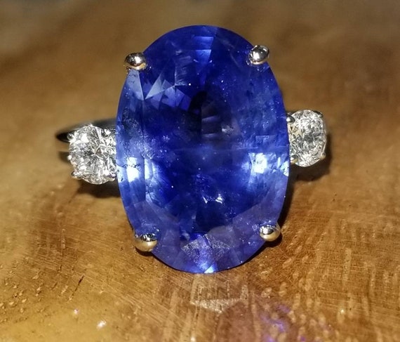 Vintage 14k white  gold engagement Sapphire Ring … - image 1