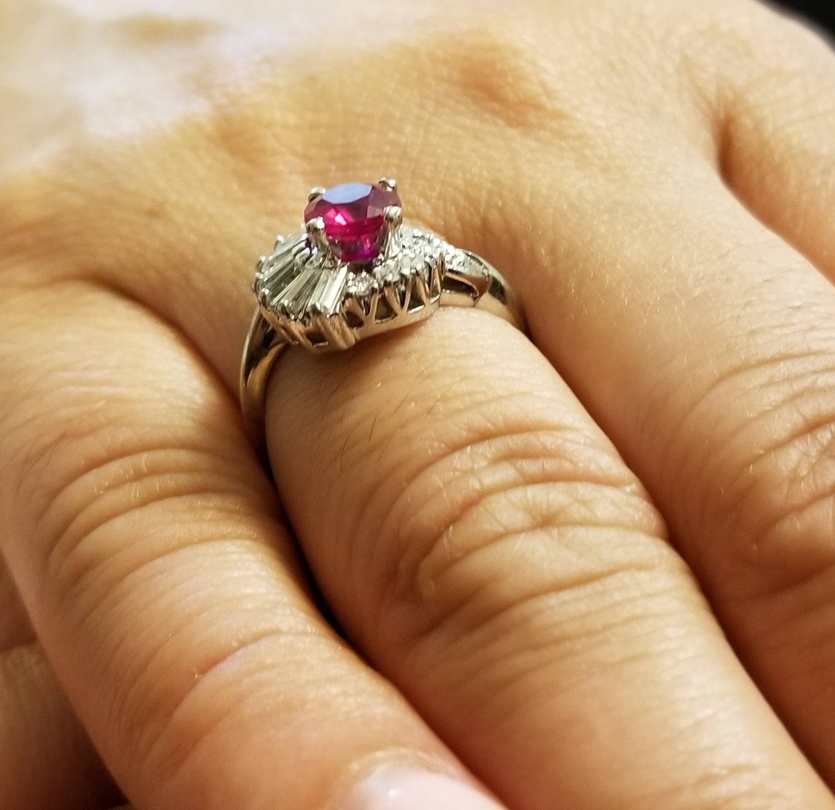 Vintage 18k white gold ballerina Ring 1.32CT. Natural round Etsy