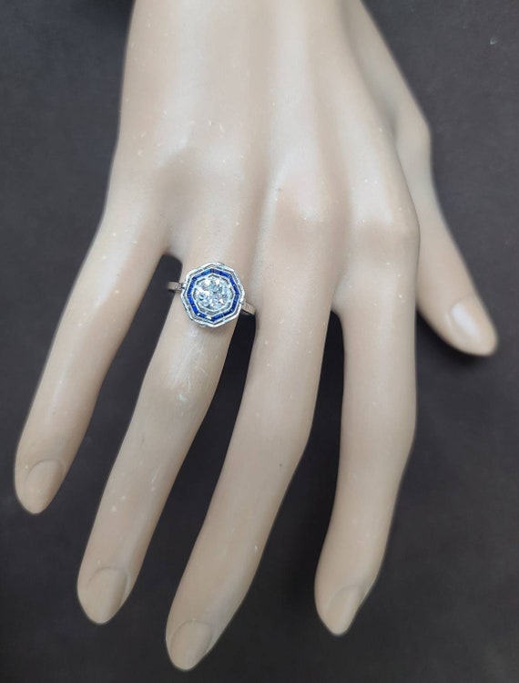 0.72CT Platinum Vintage art deco Engagement Ring … - image 5
