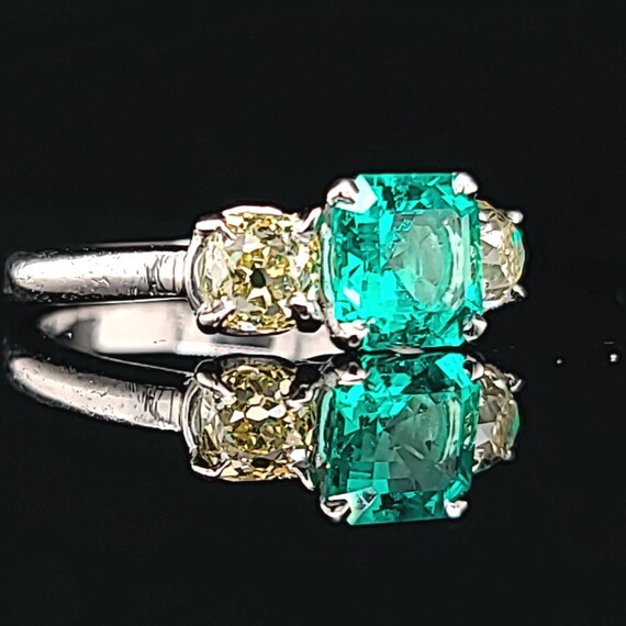 Vintage platinum engagement three stones Ring 2.4… - image 4
