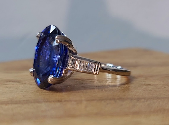 12.58 carat vintage platinum sapphire engagement … - image 9