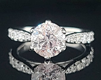 Anello di fidanzamento in oro bianco 14k con diamante rotondo naturale da 1,76 ct