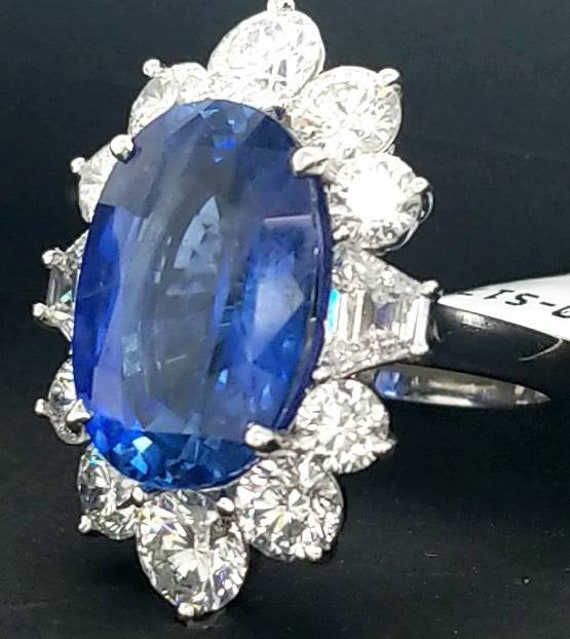 Platinum  engagement  ring natural blue sapphire … - image 2