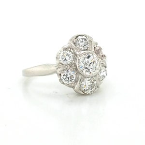 1.37ct Vintage natural old mine cut Diamond Platinum ring circ 1940's image 4