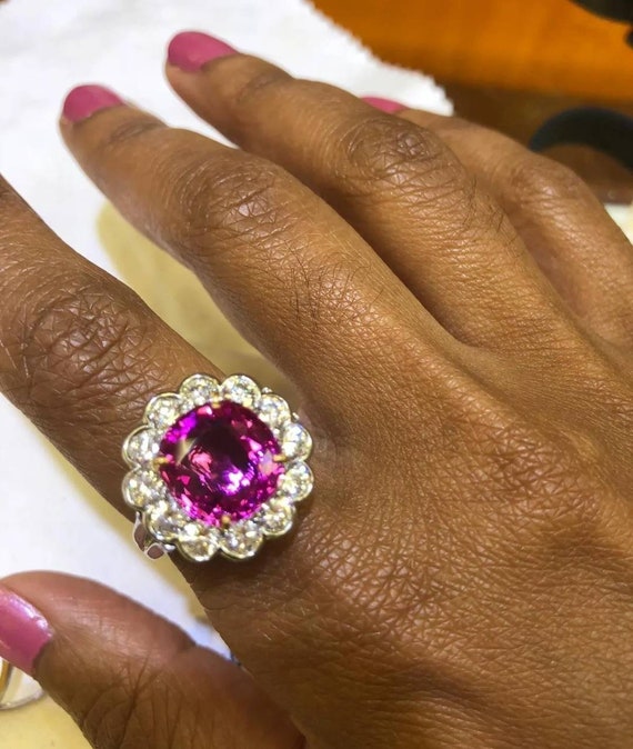 Vintage platinum engagement ring 5.04ct. natural … - image 5