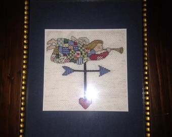 Framed Patchwork Cross Stitch Angel