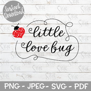 Little Love Bug SVG Cut File, Valentijnsdag Cut File voor Silhouette Cricut Cut Machines