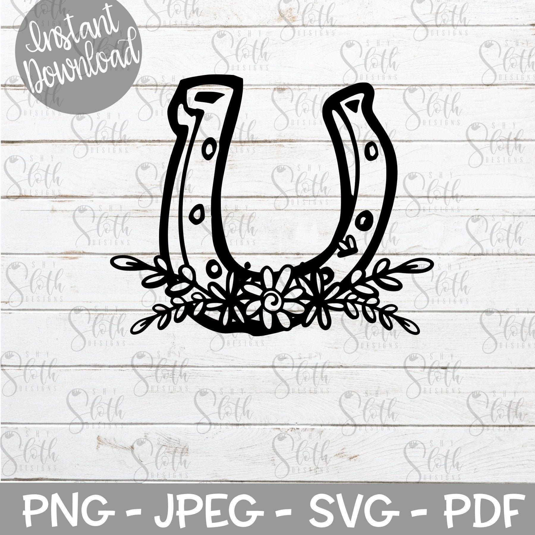 Download Horseshoe With Flowers Svg Cut File Floral Horseshoe Svg Etsy
