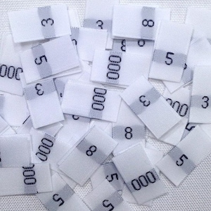 Woven Size Tags - 20 pack  - size tags for handmade clothes