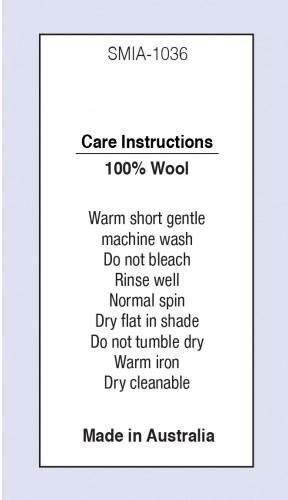 Care Label on satin fabric - 100% WOOL (SMIA-1036) - 20 pack - Washing instructions - tags and labels for handmade items