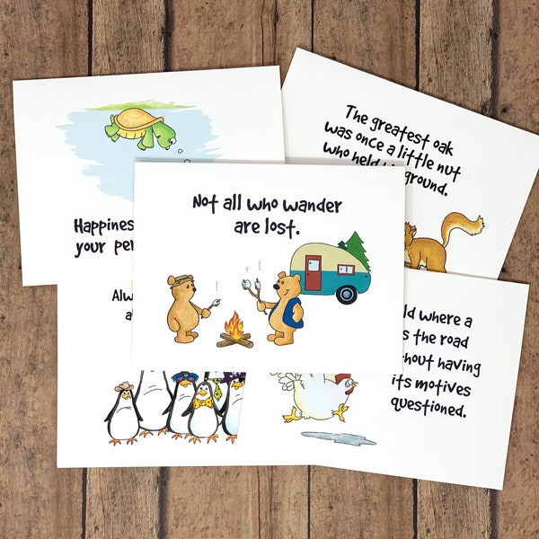 Funny Notecard Set, Five Cards