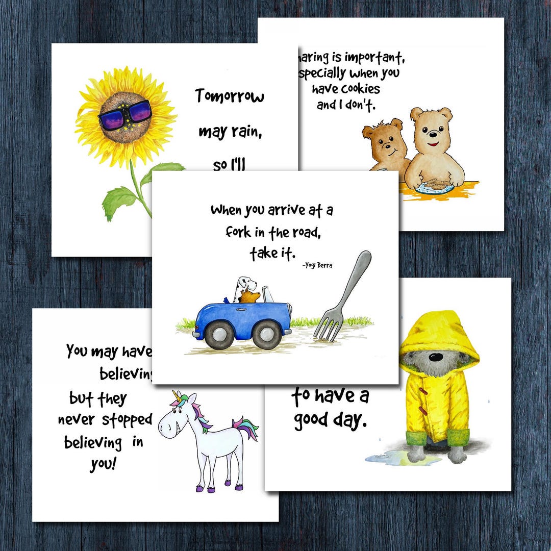 Funny Notecard Set, Five Cards - Etsy