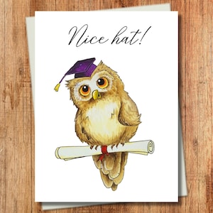Funny Owl Graduation Card - Nice Hat!