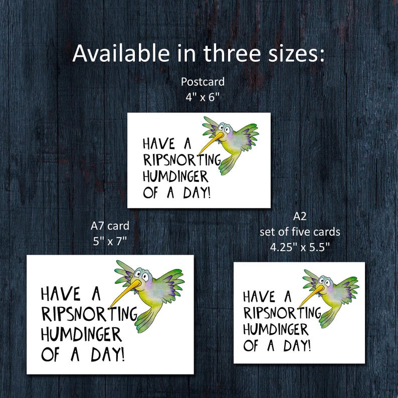 Funny Hummingbird Greeting Card / Postcard - Have a Ripsnorting ...