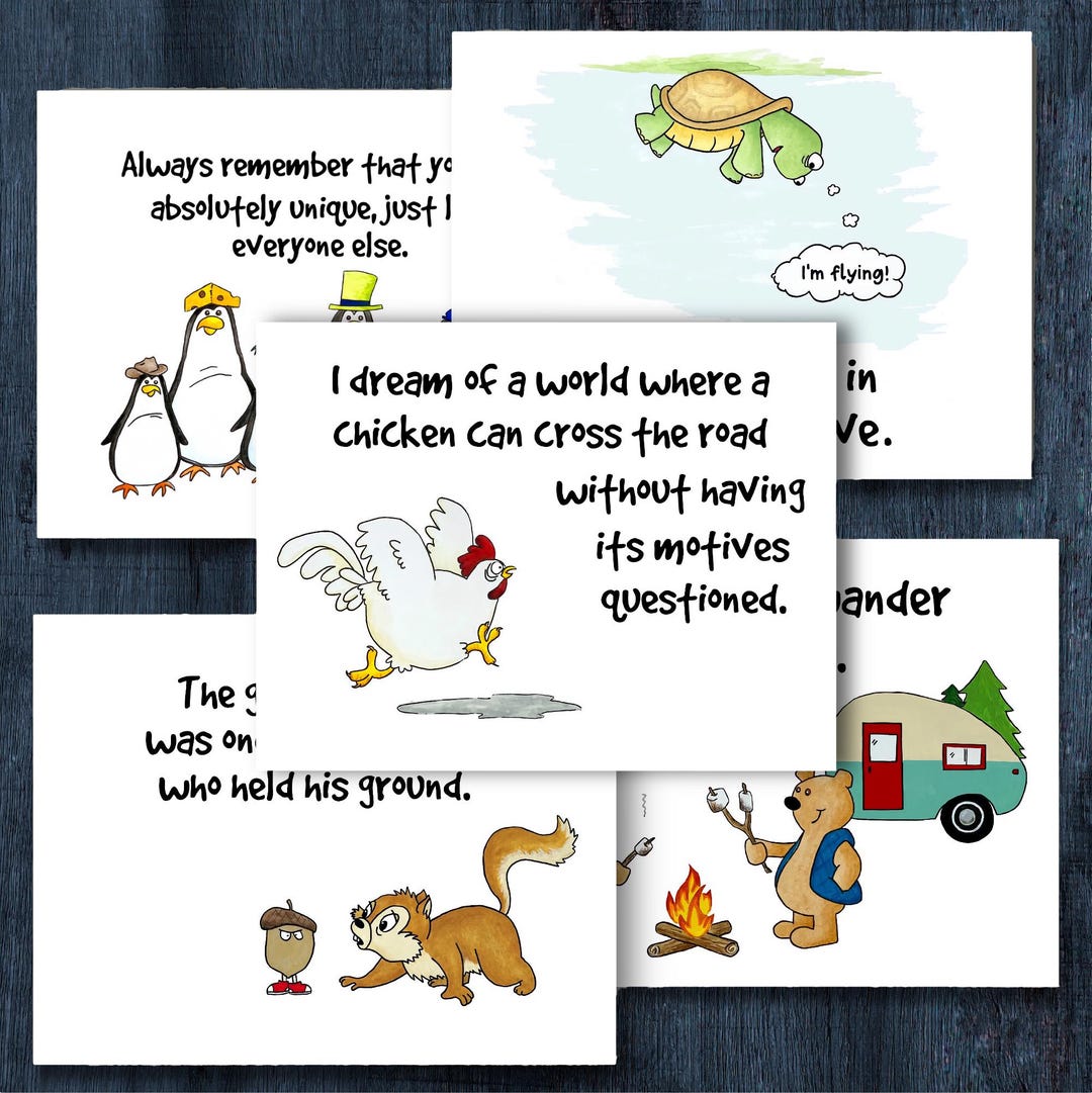 Funny Notecard Set, Five Cards - Etsy