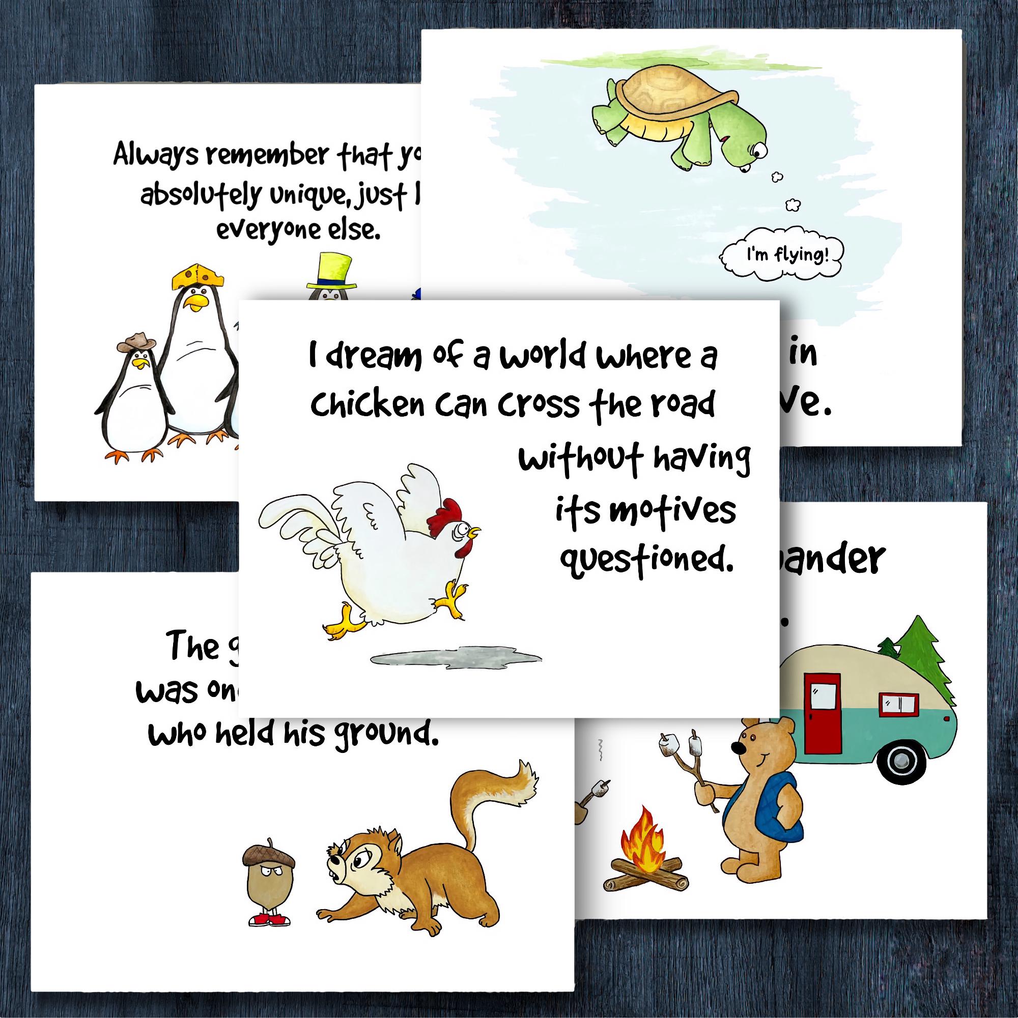 Funny Notecard Set, Five Cards - Etsy