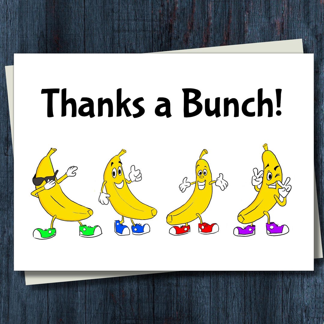 Funny Banana Thank You Card - Thanks a Bunch! - Etsy