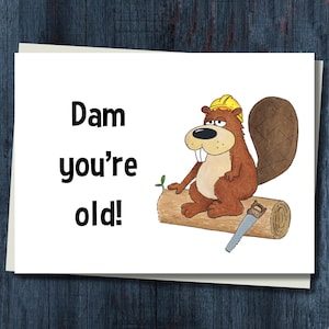 Dam You're Old!  Funny Beaver Birthday Card