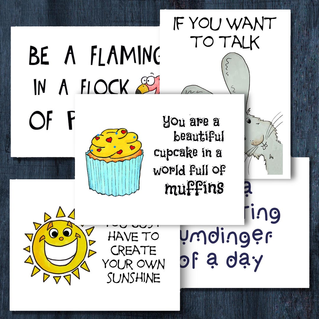 Funny Notecard Set, 5 Cards - Etsy