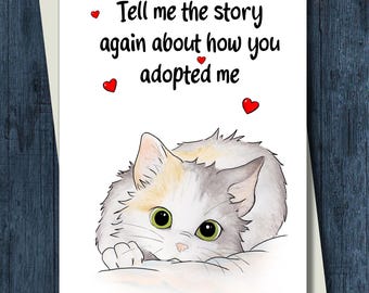 Funny Cat Mother's or Father's Day Card: Tell Me the Story Again