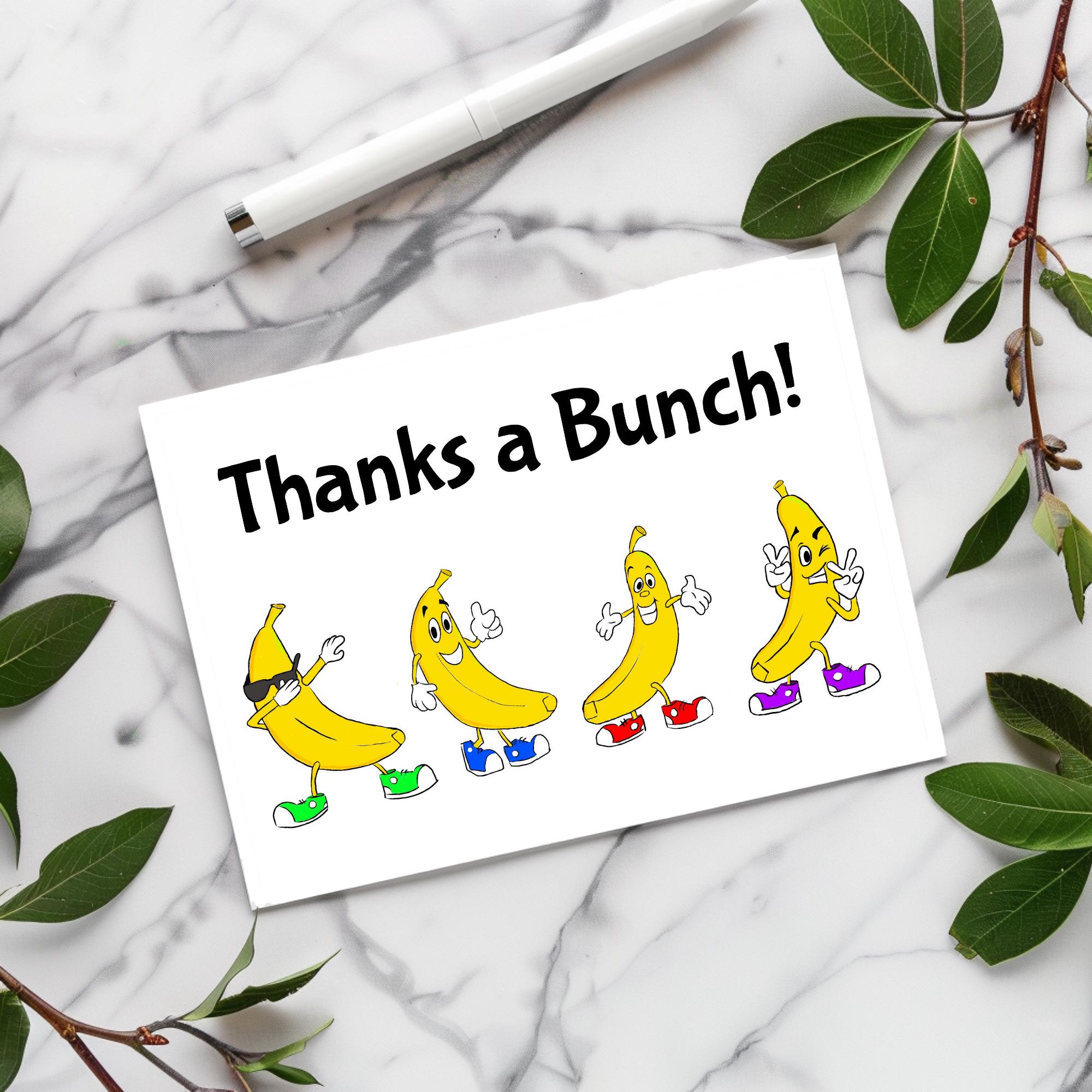 Funny Banana Thank You Card - Thanks a Bunch! - Etsy