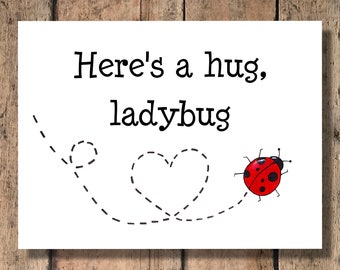Funny Greeting Card - Here's a Hug, Ladybug!