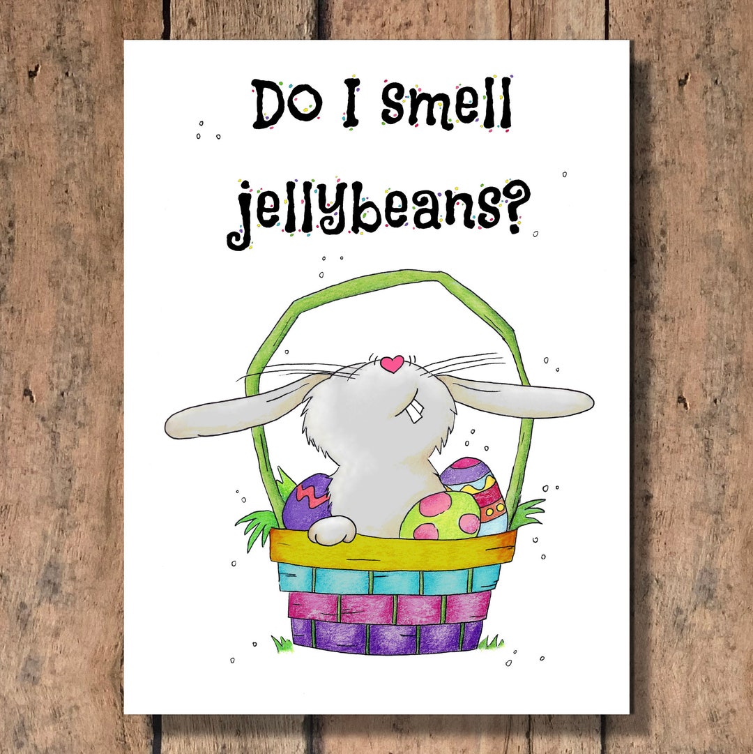 Do I Smell Jellybeans Funny Easter Bunny Card Etsy