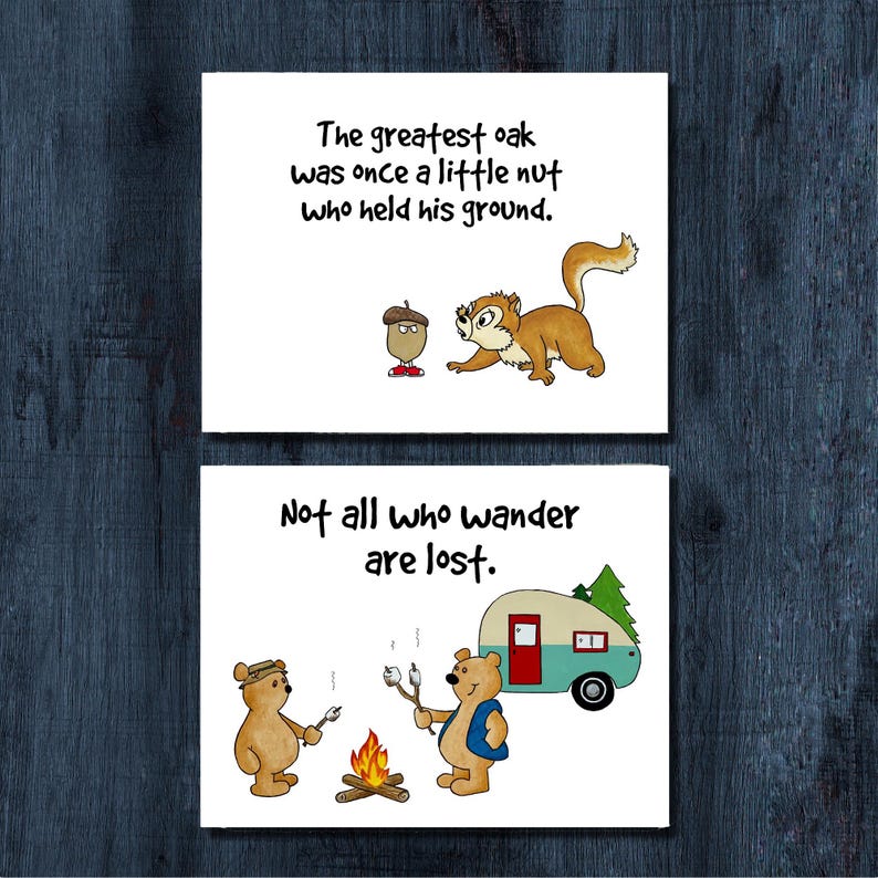 Funny Notecard Set, Five Cards - Etsy