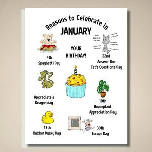 Funny Personalized Birthday Card Reasons to Celebrate in January - Etsy