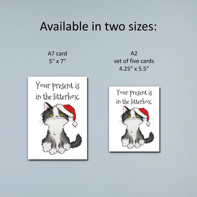 Funny Cat Christmas Card - Your Present is in the Litter Box! image 4