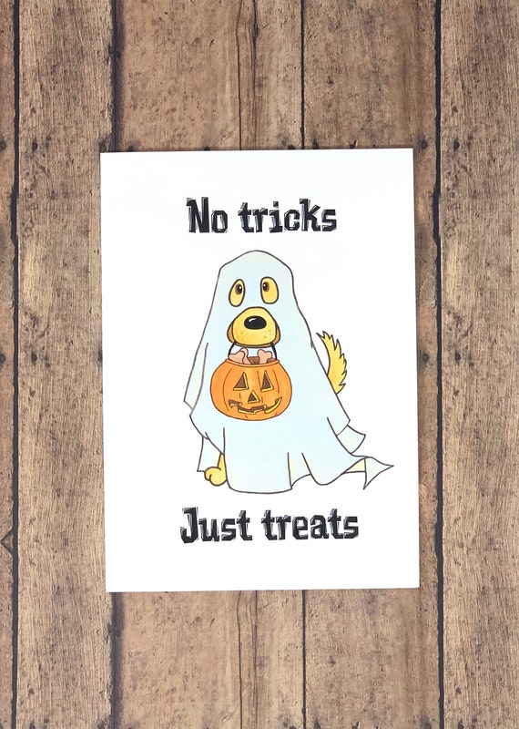 Buy Funny Dog Halloween Card No Tricks Just Treats Online in India - Etsy Buy Funny Dog Halloween Card No Tricks Just Treats Online in India - Etsy