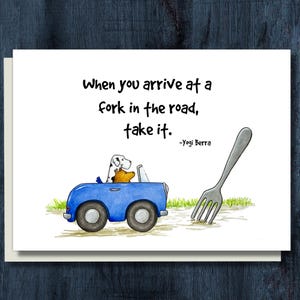 Funny Dog Greeting Card or Postcard - Fork in the Road image 1